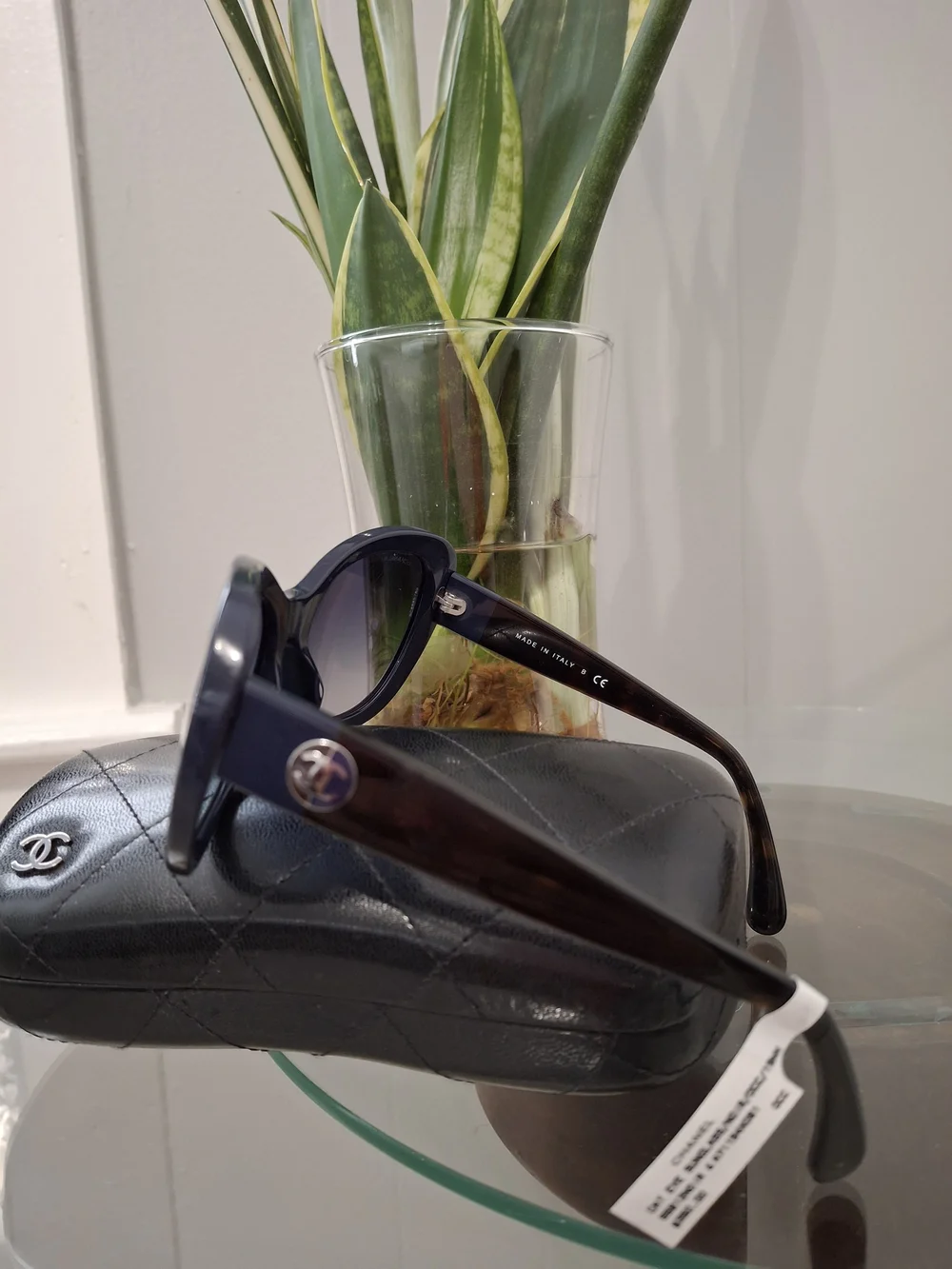 Chanel Women's Black Oversized Cat-Eye Sunglasses with Quilted Case